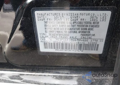 2019 Nissan Sentra Sv z USA, uszkodzony, nr VIN 3N1AB7AP3KY439692